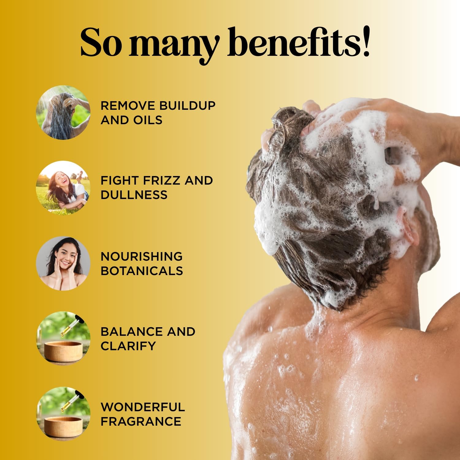 Honeydew Lemon Sage Shampoo lather shot for clarified oily hair.