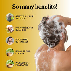 Honeydew Lemon Sage Shampoo lather shot for clarified oily hair.