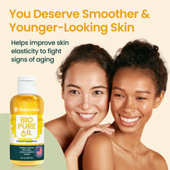 Honeyskin Bio Pure Skincare Oil on arm during application showing moisture.