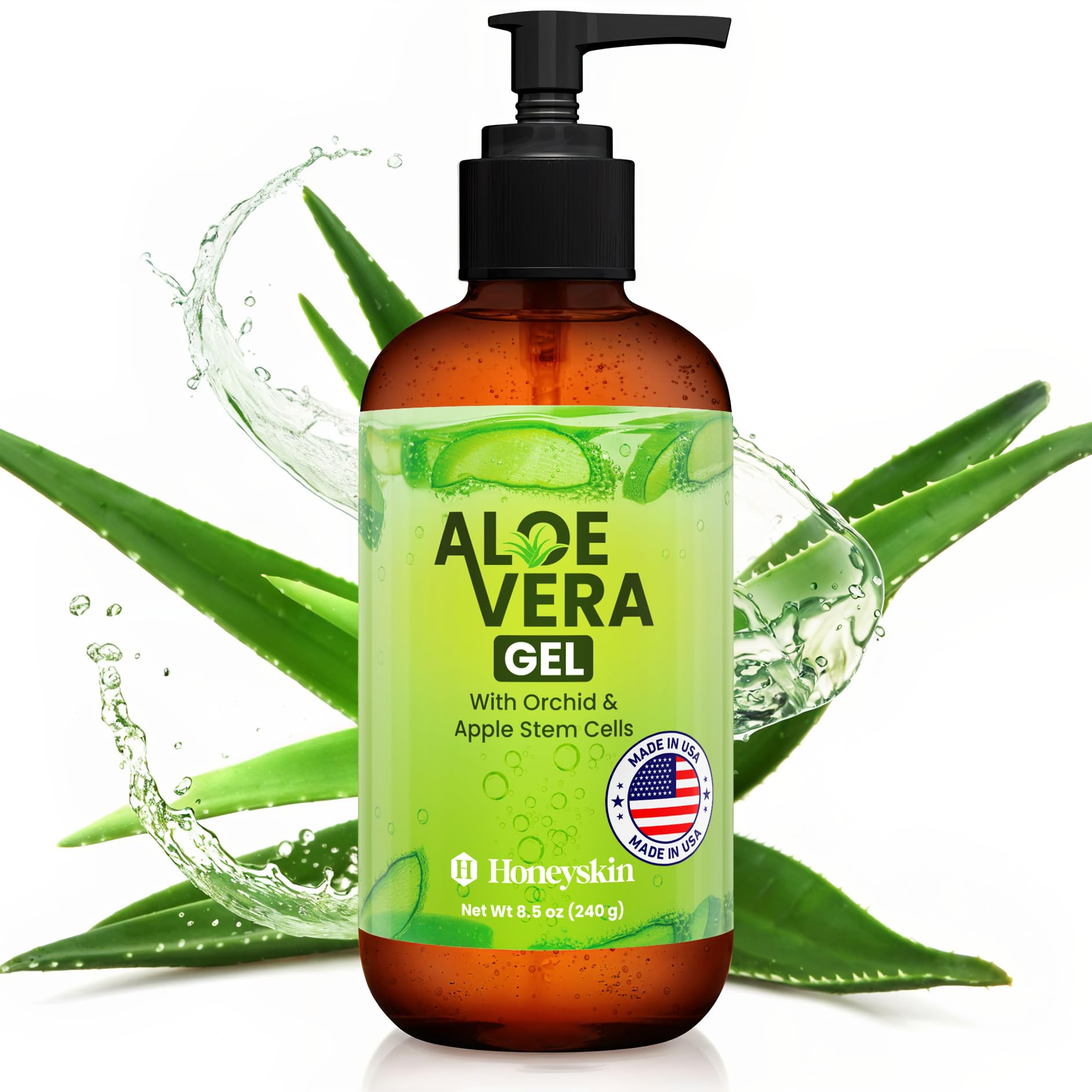 Honeyskin soothing aloe vera gel bottle cooling sun-exposed skin