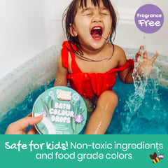 Honeysticks Bath Color Drops fizzing in water creates vibrant color.