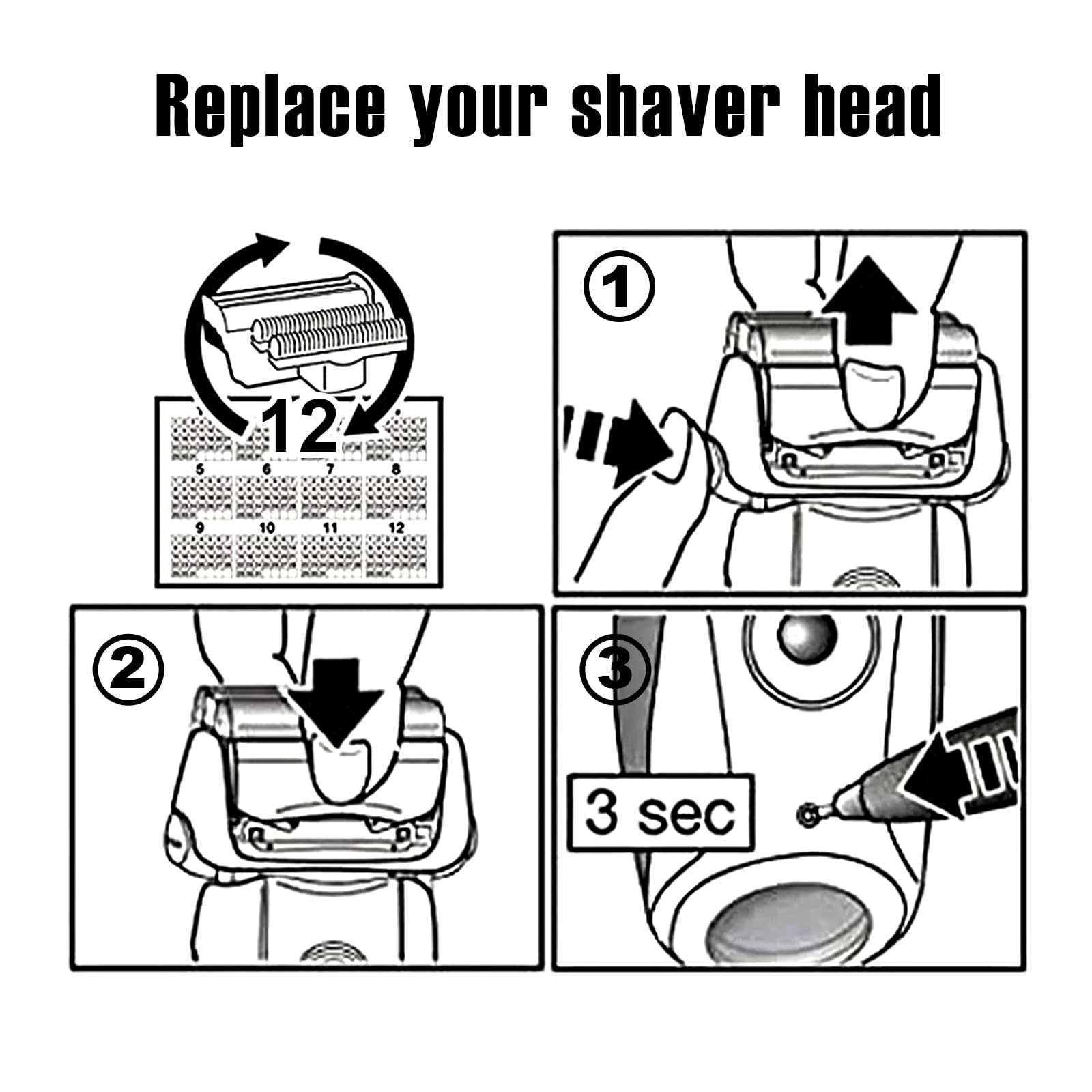 HONGNAL Series 7 compatibility view showing fit with Braun 70s shavers.