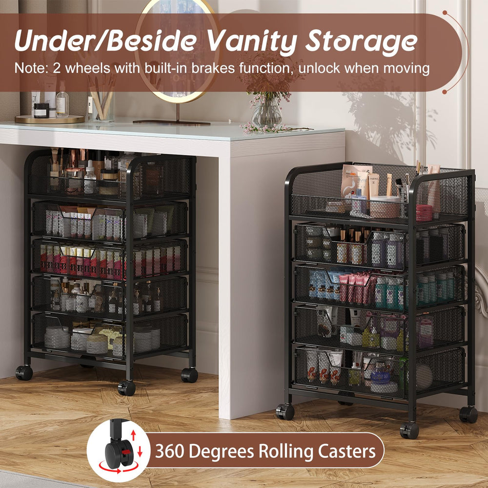 Hongtamoya makeup cart 360-casters enable easy movement between rooms