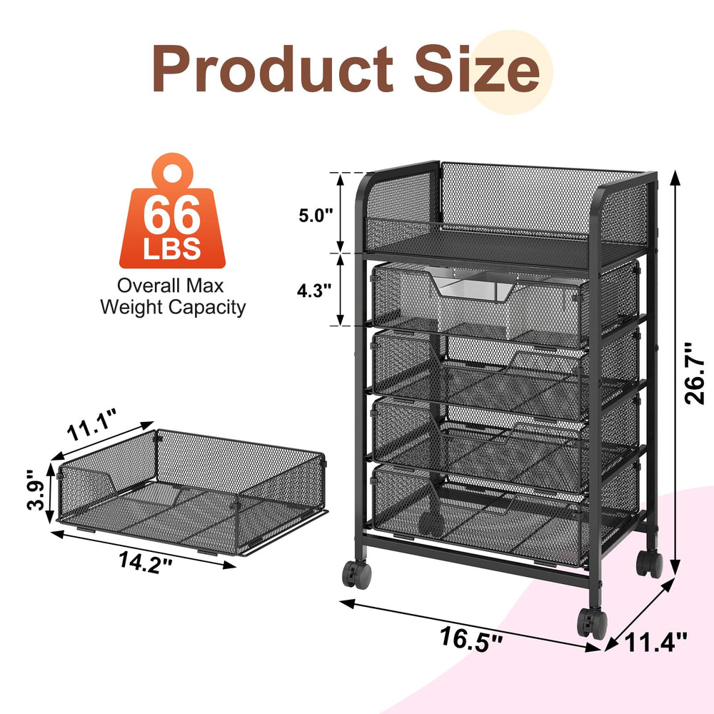Hongtamoya makeup cart four drawers keeps cosmetics organized with adjustable dividers