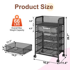 Hongtamoya makeup cart four drawers keeps cosmetics organized with adjustable dividers