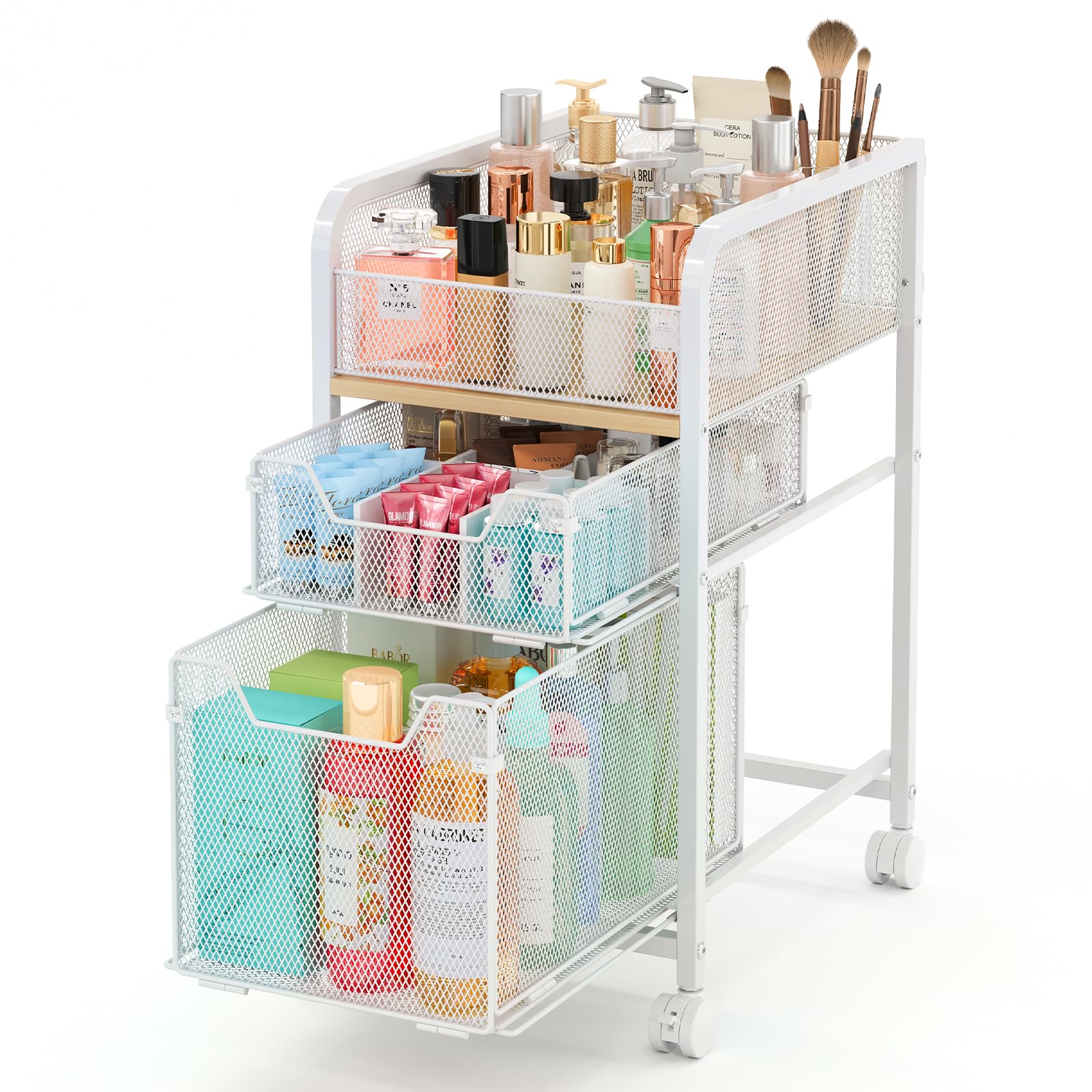 Hongtamoya multiuse cart fits bathroom vanity or living room for compact storage