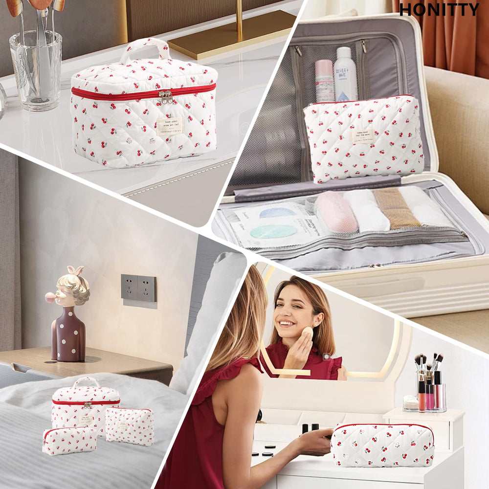 Honitty durable, easy-clean fabric makeup bag, long-lasting daily companion.