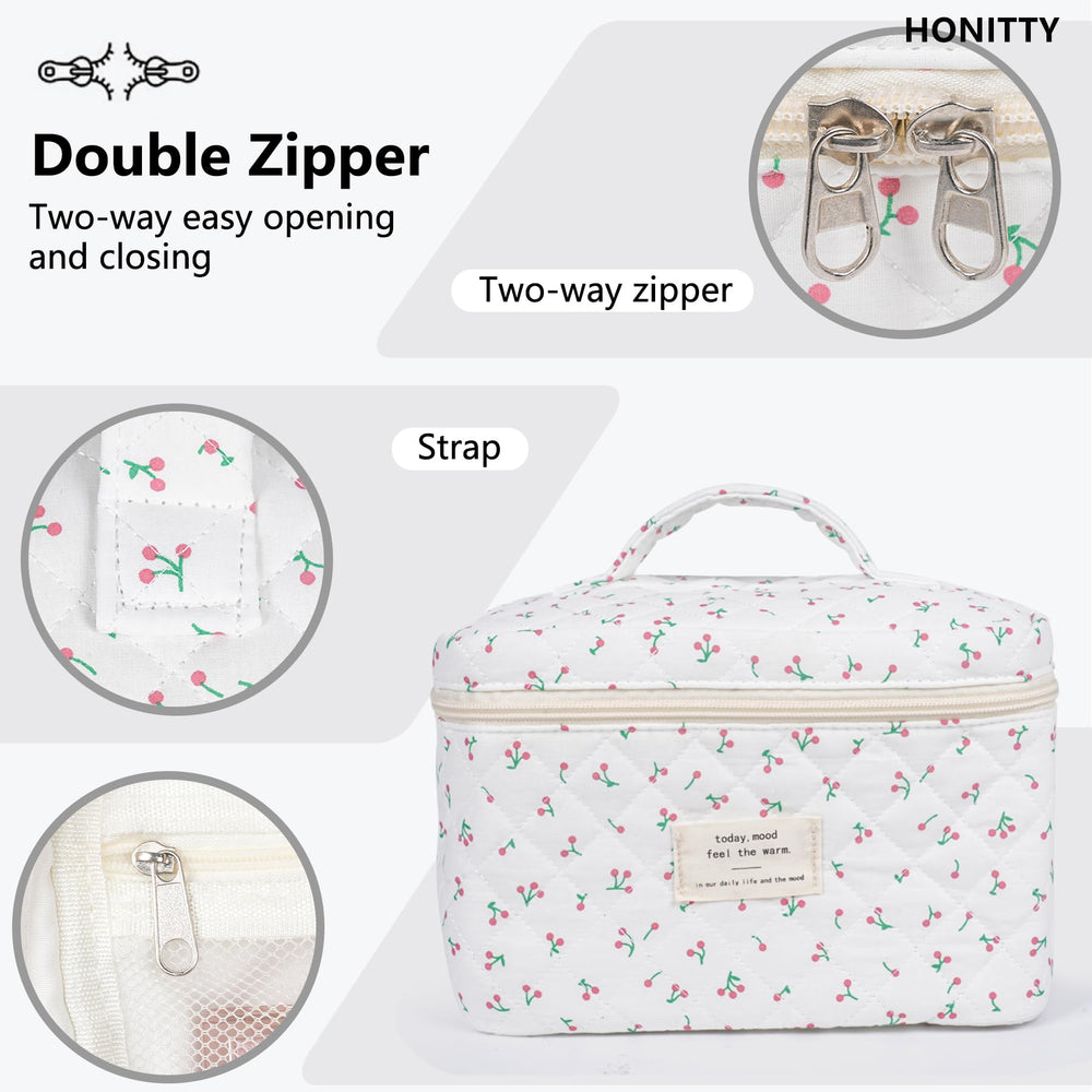 Honitty fashionable durable quilted toiletry bag for daily use and trips.