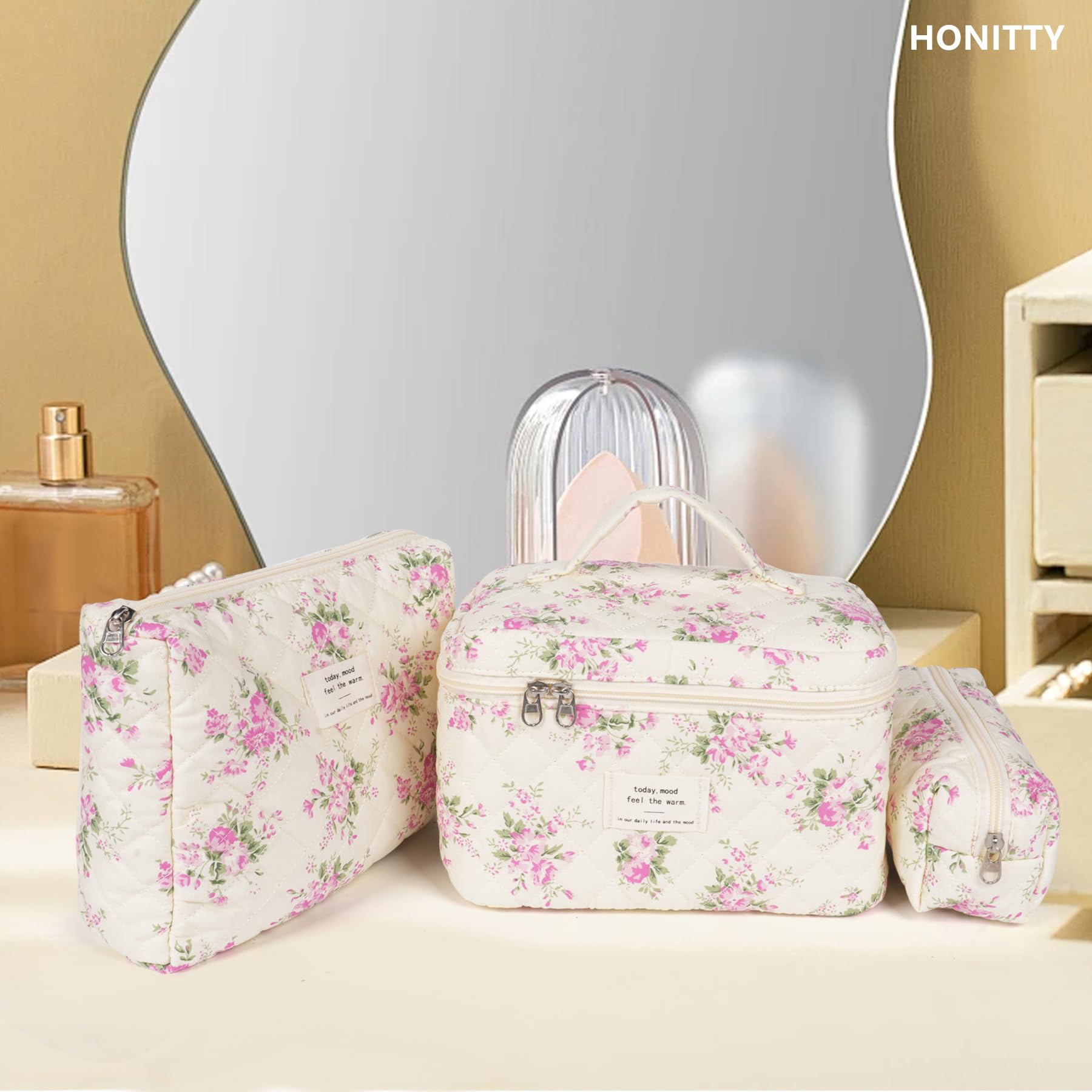 Honitty makeup bag organizer interior reveals thoughtful compartments for brushes and skincare