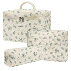 Honitty quilted floral makeup bag set with stylish pattern and ample storage