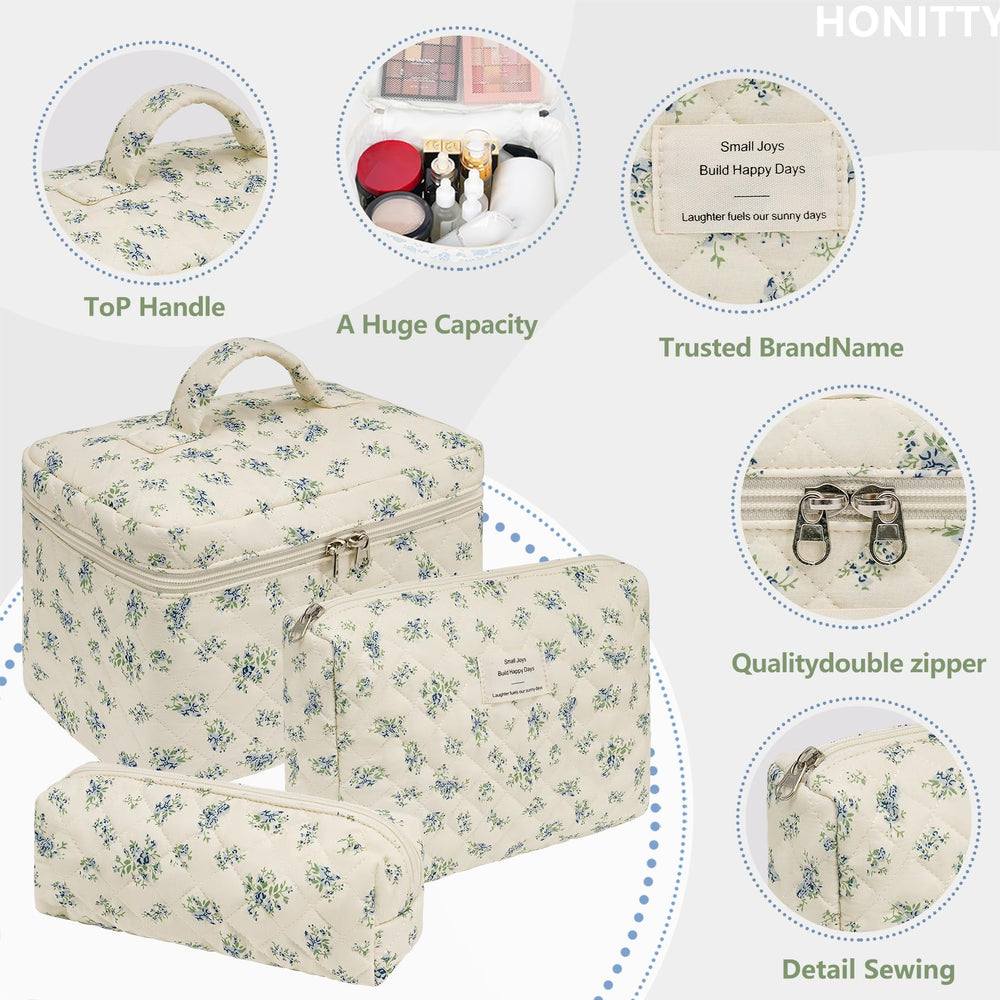 Honitty soft fabric makeup bag is lightweight for easy packing