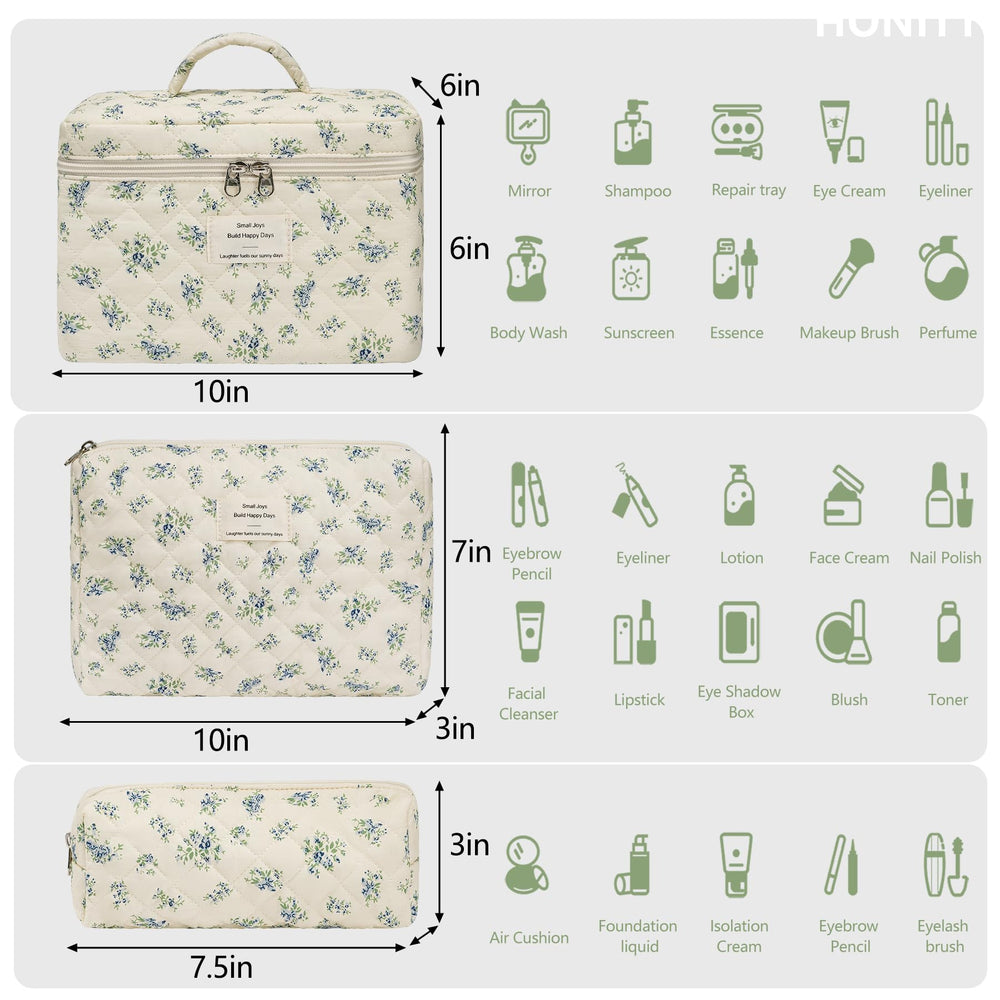 Honitty travel cosmetic organizer shows compact size and organized compartments