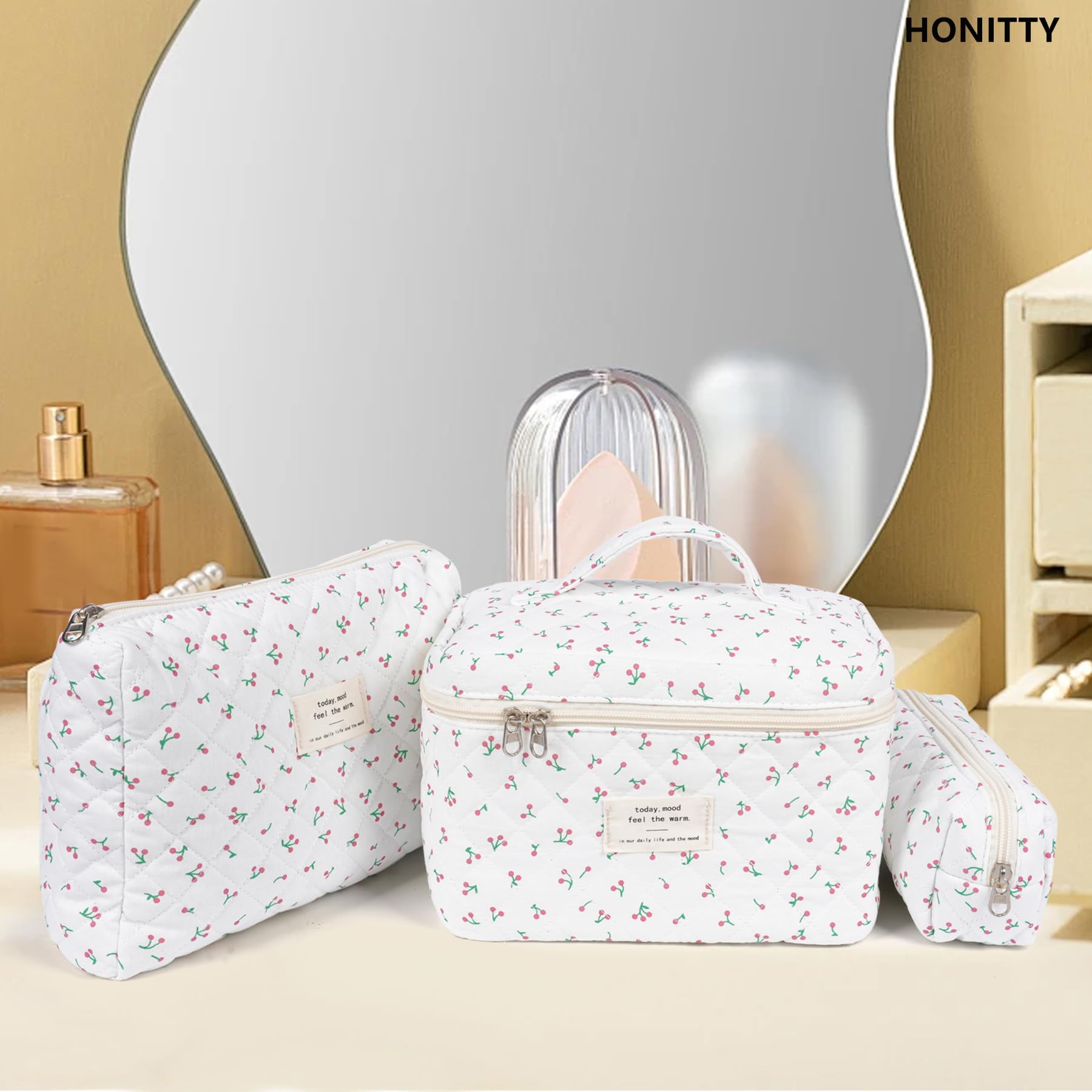Honitty multiuse cosmetics skincare storage bag for brushes and essentials.