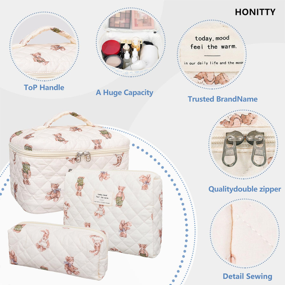 Honitty quilted cotton bag folded flat for compact packing and space saving travel.