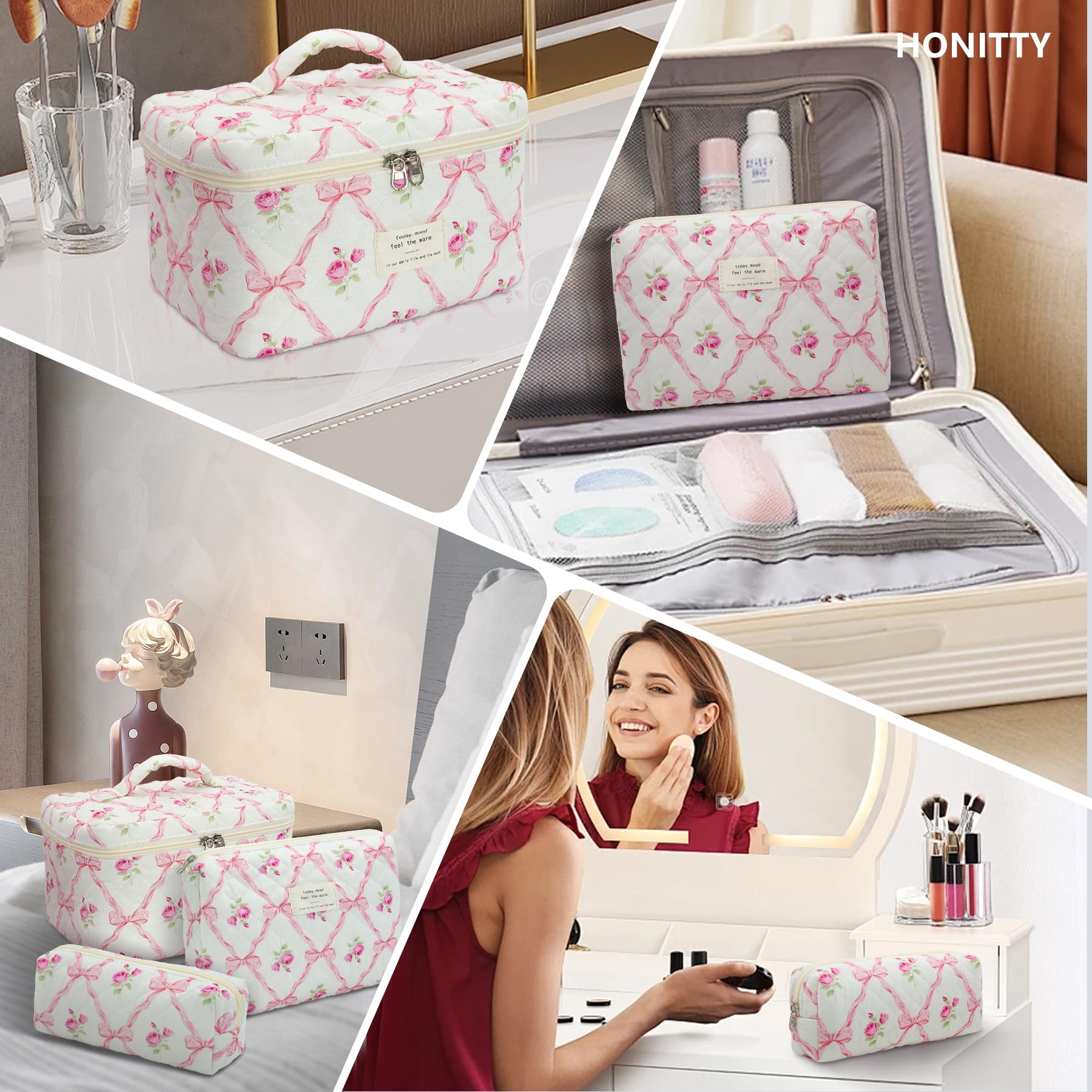 honitty three-piece set stacked demonstrates versatile storage for cosmetics and skincare.