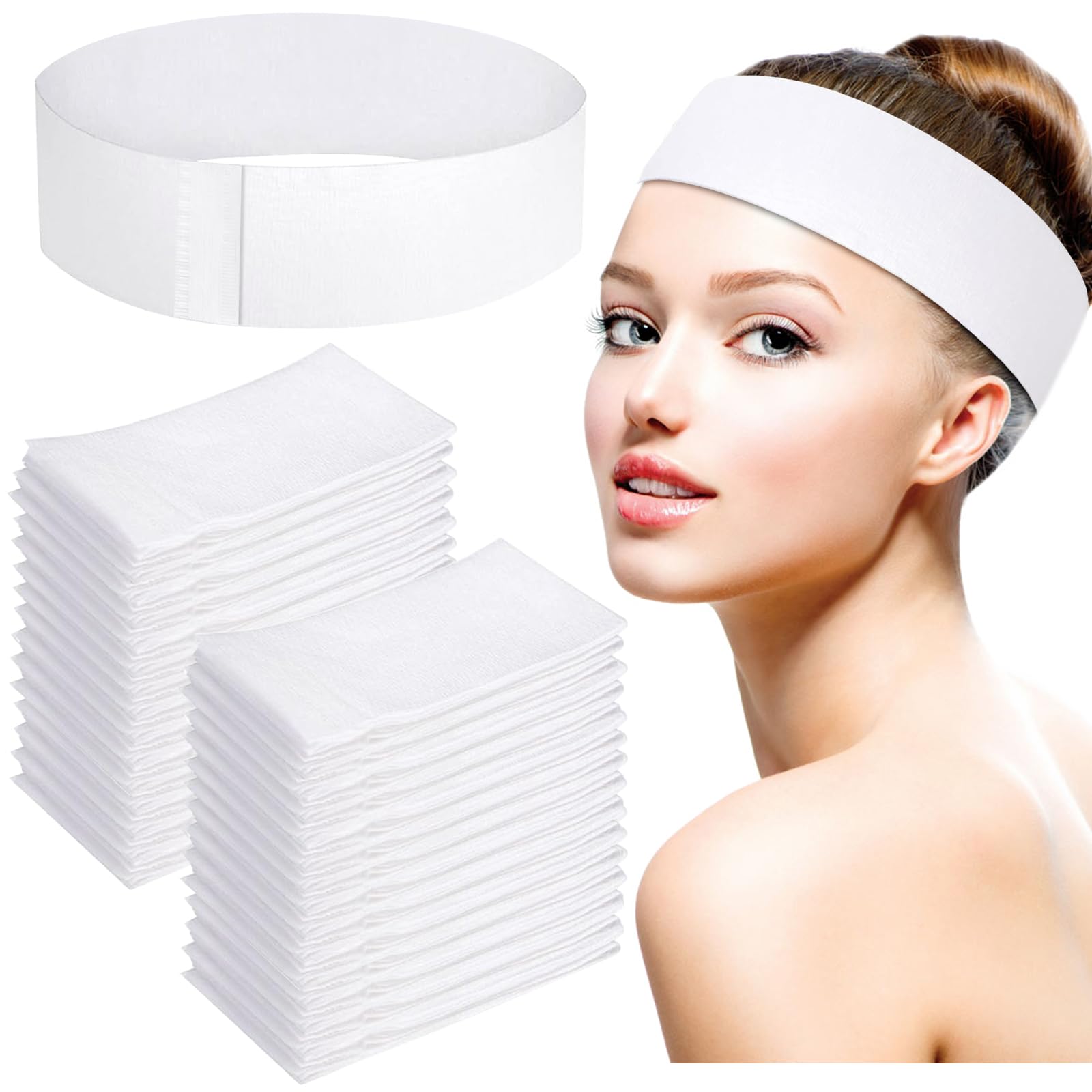 HONLYNE disposable hairband packaging close-up for makeup sessions.