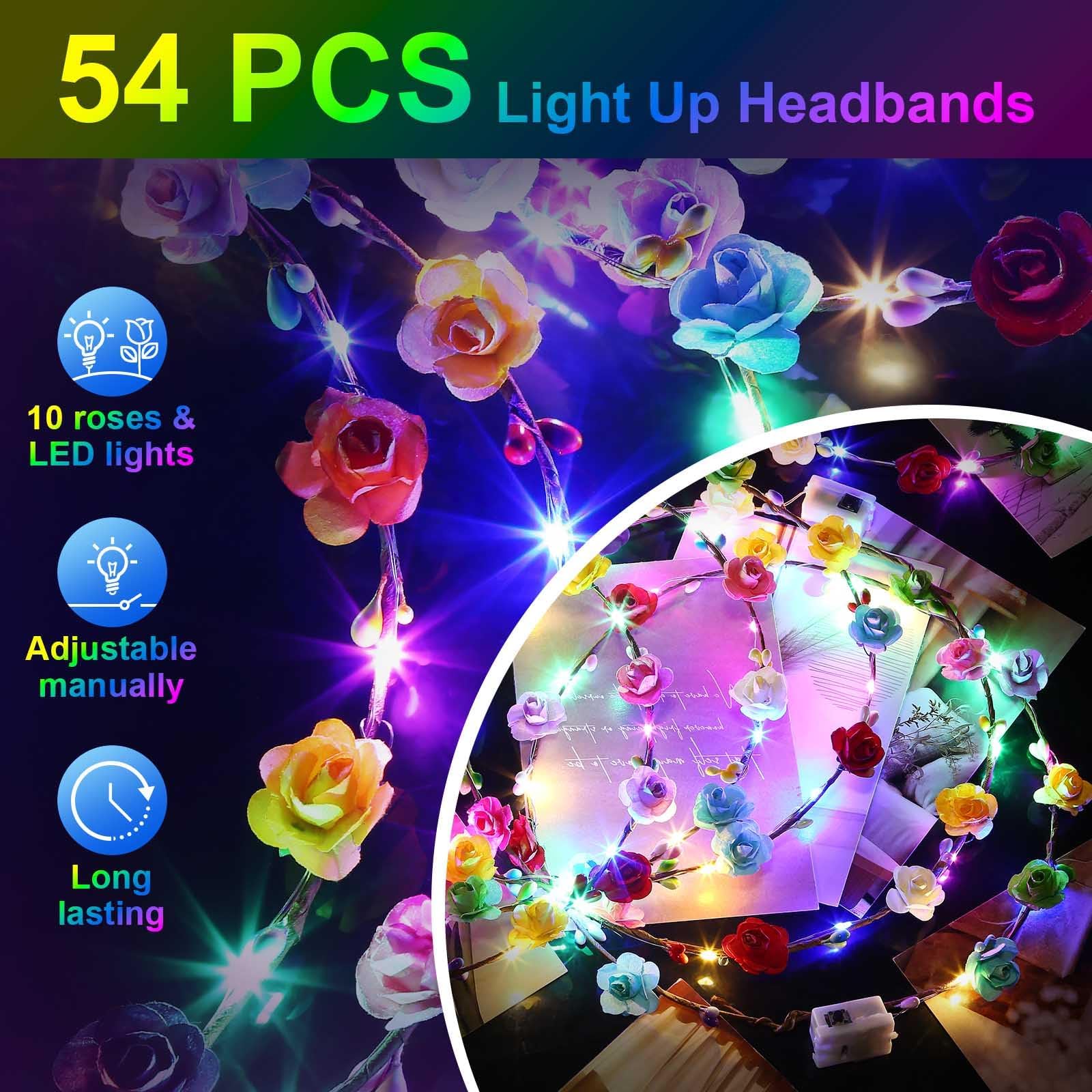 HONLYNE LED flower crown adjustable fit for kids and adults.