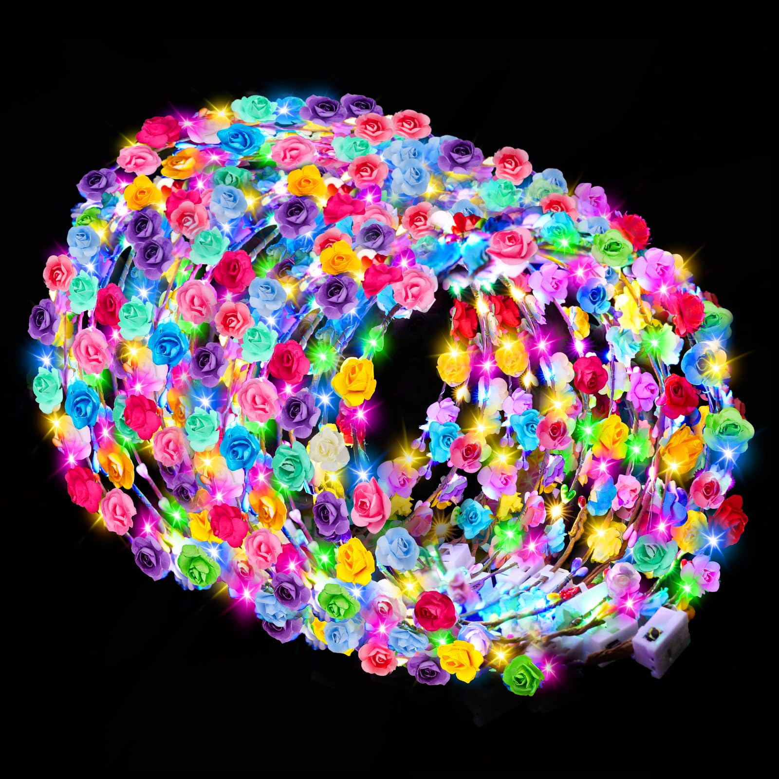 HONLYNE LED flower crown close-up glow for weddings and celebrations