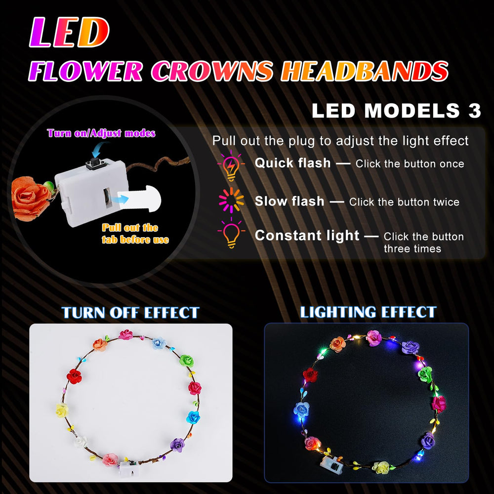 HONLYNE LED flower crown in fast flash mode adds party ambiance