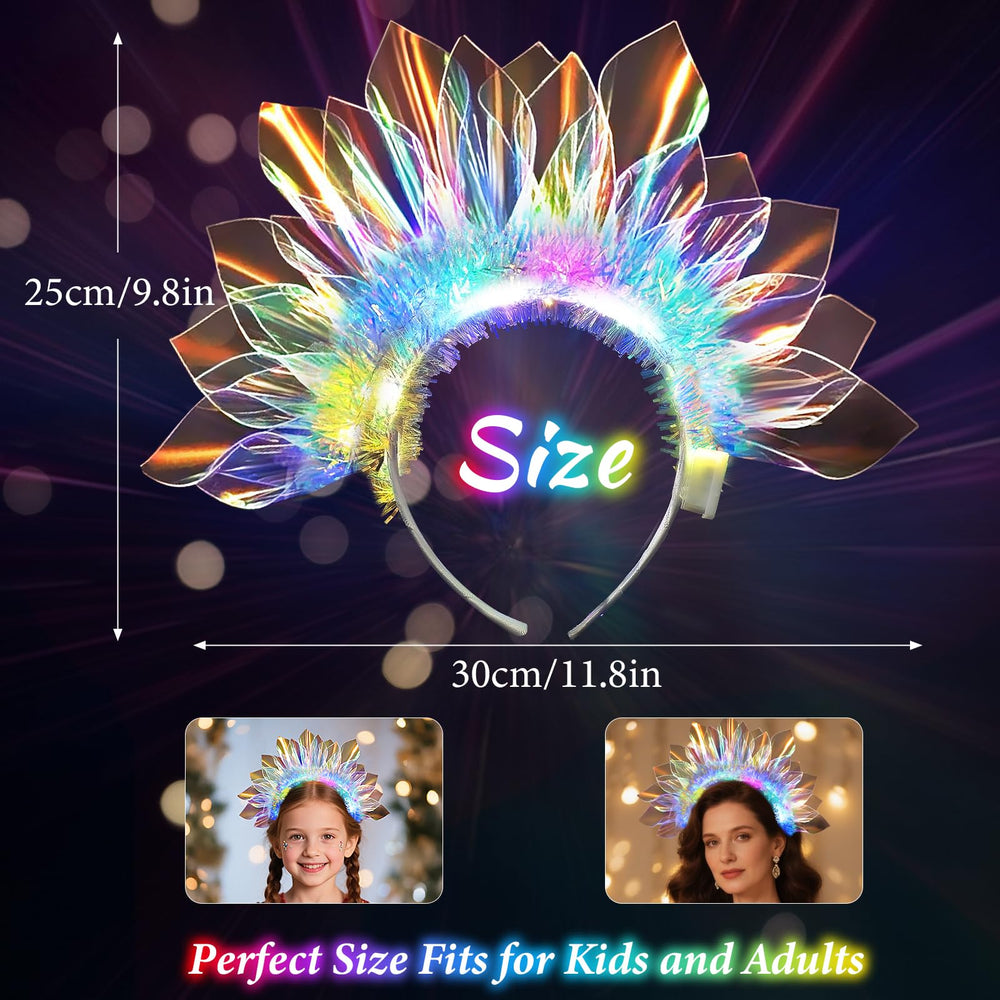 HONLYNE LED headband with multicolor lights for vibrant night events.