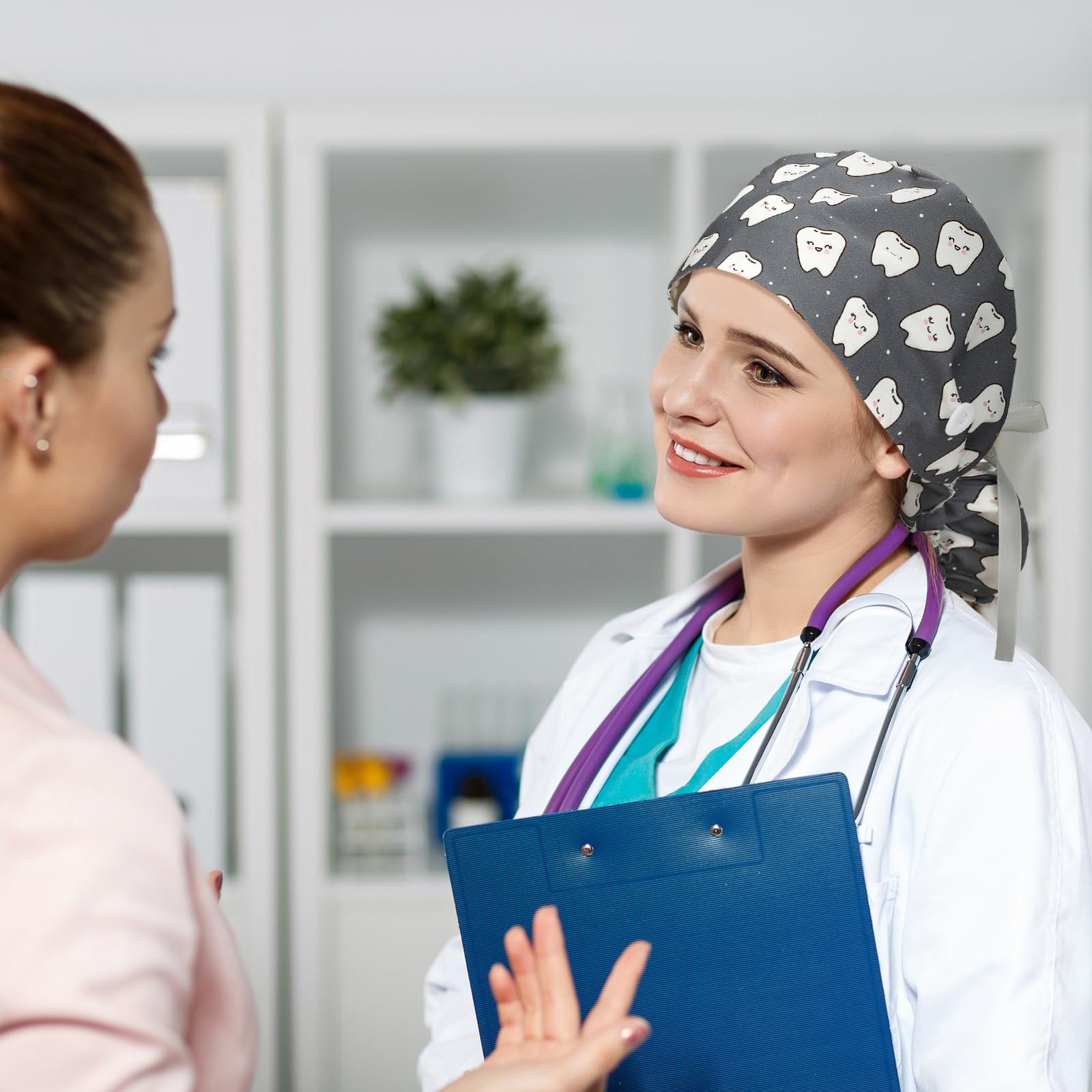 Honoson scrub cap pattern 4 stylish bouffant design enhances professional look and airflow.