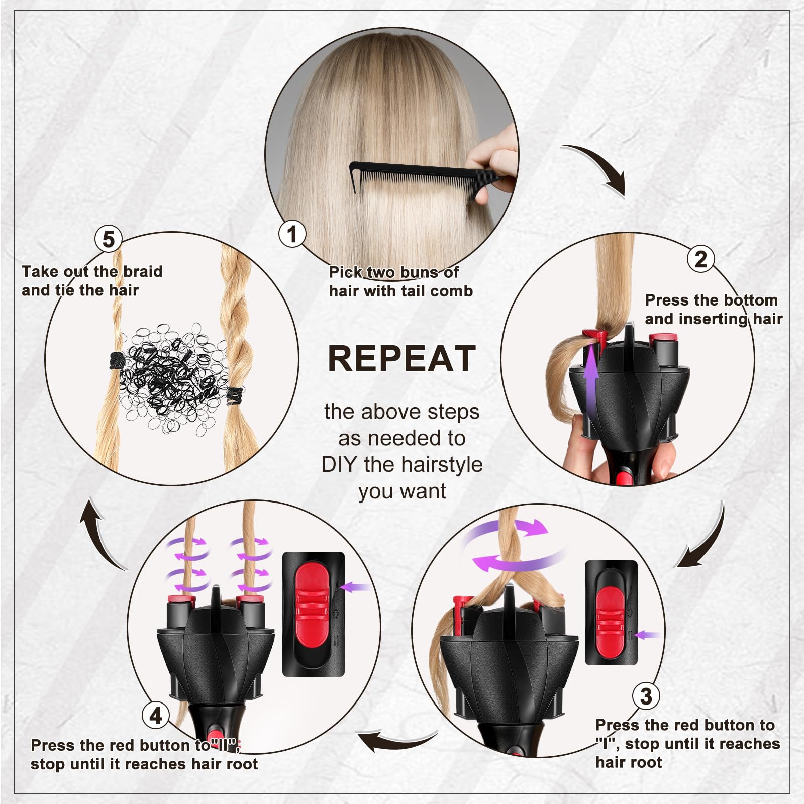 Honoson tail comb for hair-picking, prep before tangling for smoother results