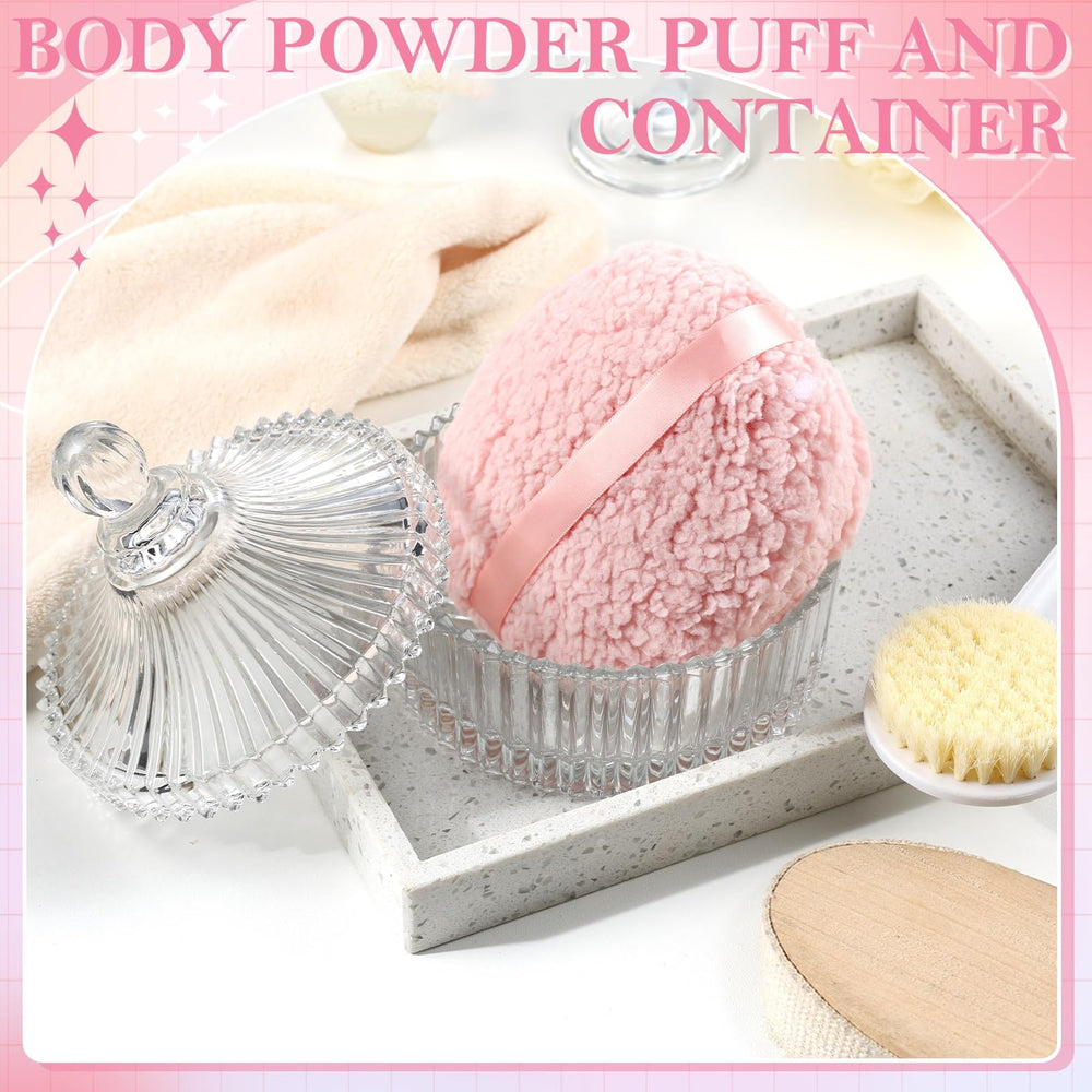 HONSIO Extra Large Body Powder Puff & Container – 6-Inch Oversize Puff ...