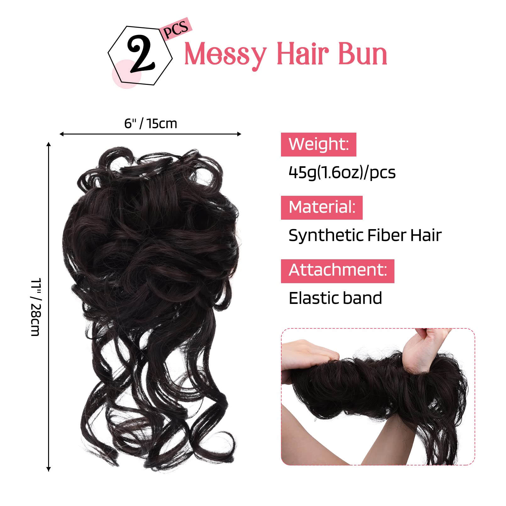 HOOJIH Hair Scrunchies set in Daisy BlackBrown secures buns comfortably.