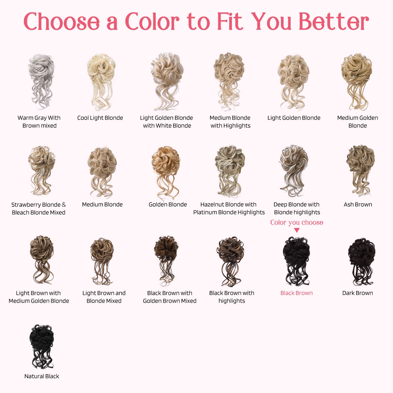 HOOJIH Messy Bun easy-wear in Daisy BlackBrown for quick, stylish mornings.