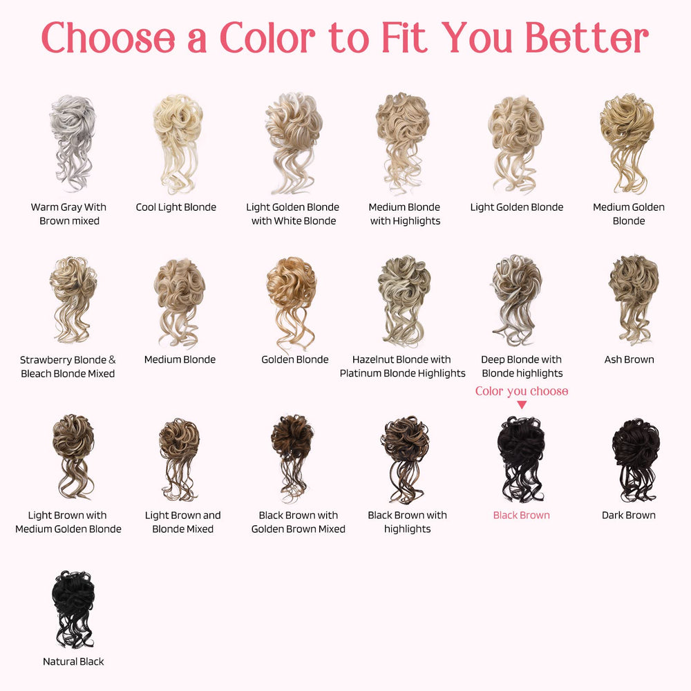 HOOJIH Messy Bun easy-wear in Daisy BlackBrown for quick, stylish mornings.