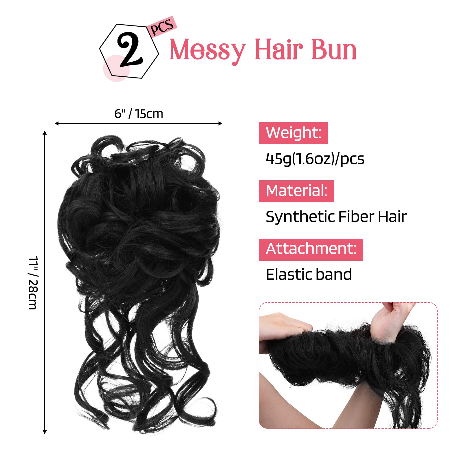 HOOJIH messy bun wavy closeup demonstrates natural blend and texture.