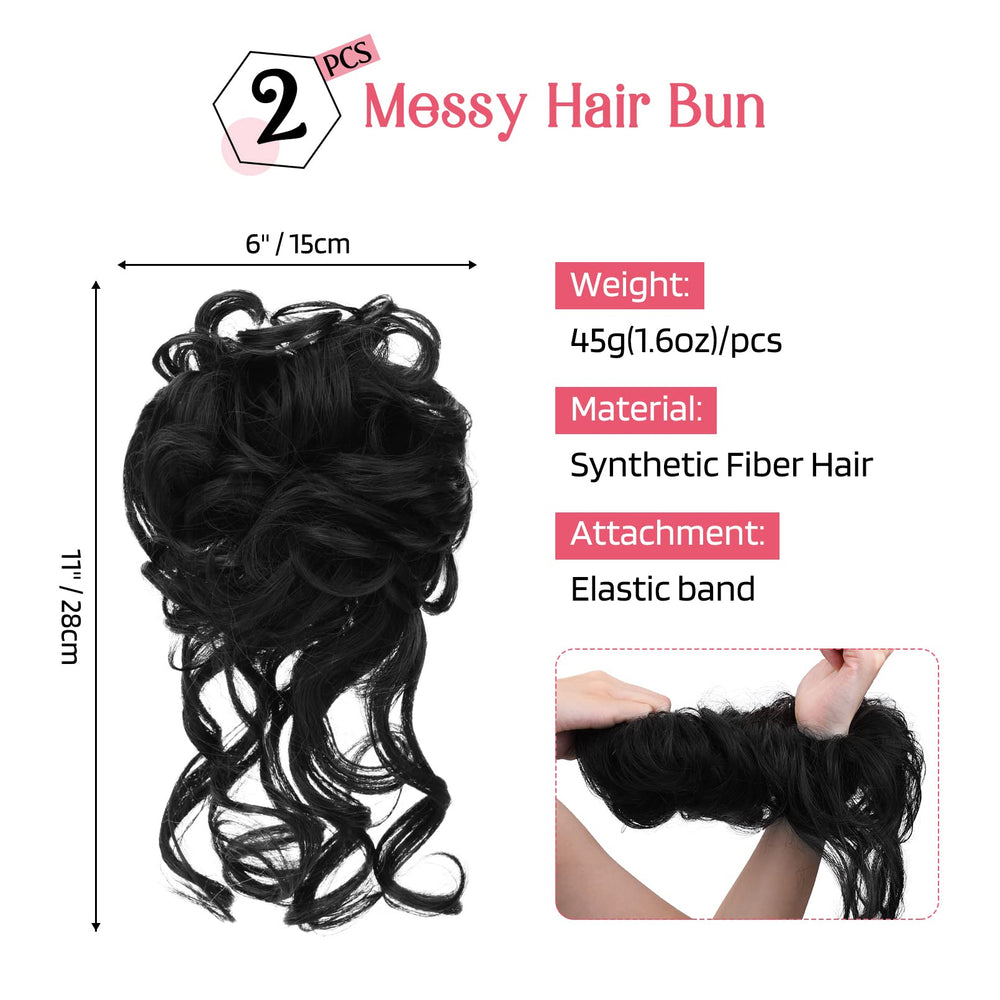HOOJIH messy bun wavy closeup demonstrates natural blend and texture.