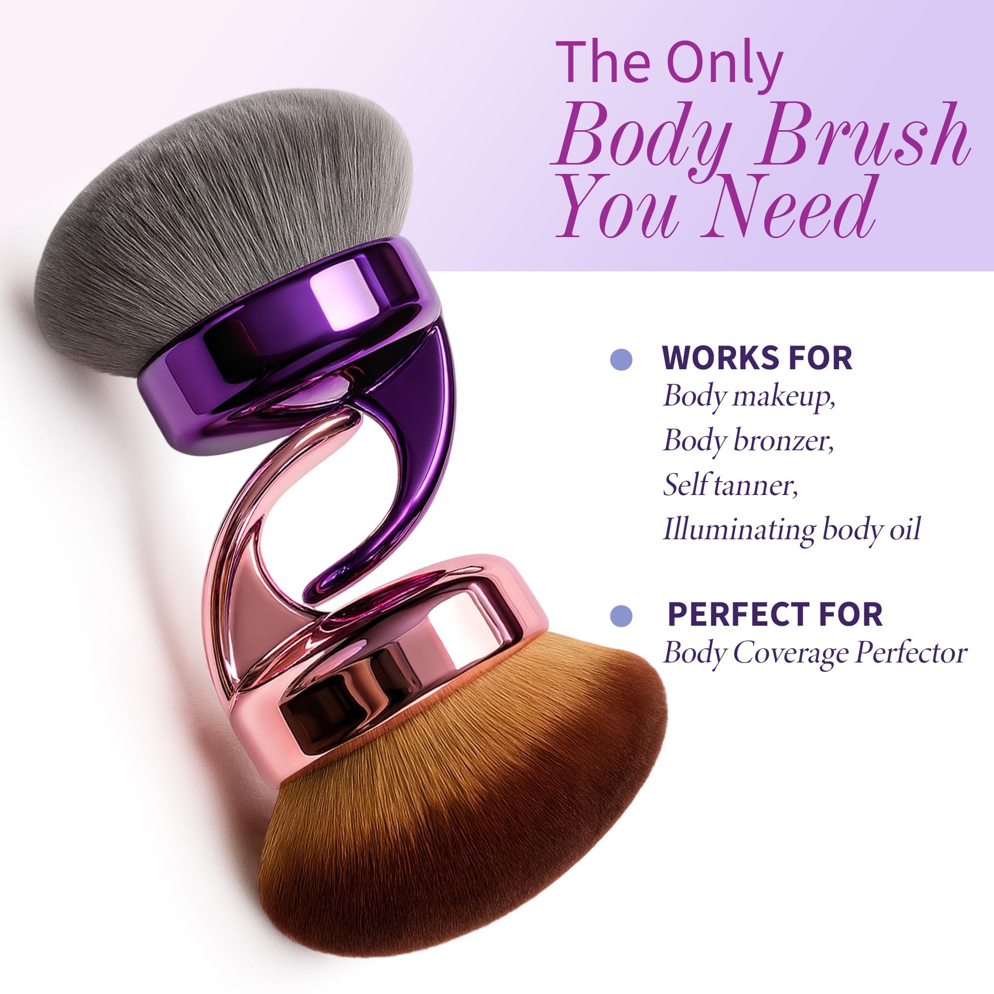 Hoostee purple handle with vegan bristles enables smooth self-tan application