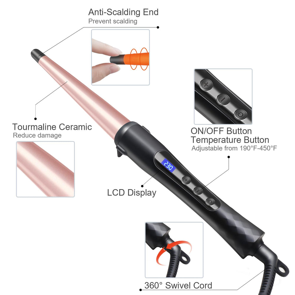 Hopopower ceramic-curler LCD screen shows precise temperature control