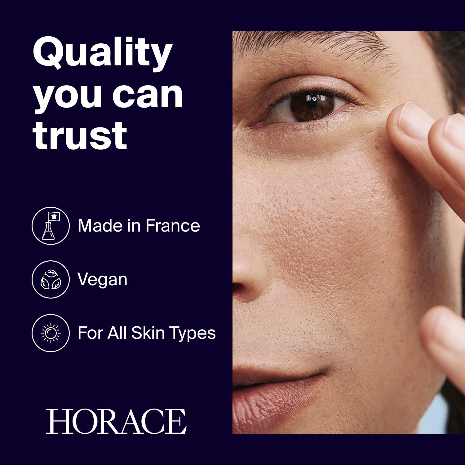Horace vegan silicone-free formula highlighted on packaging.