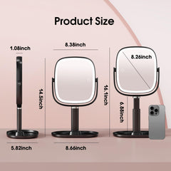 Horyliin desk makeup mirror with lights highlights detailed foundation and brow work.