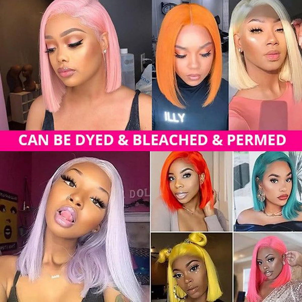 Hoscod Blonde Bob Wig straight texture for quick daily styling.