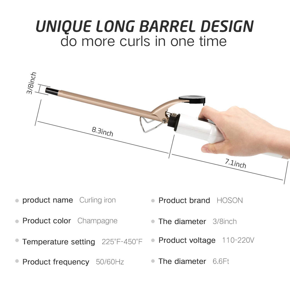 Hoson curling iron with 60-minute auto shut-off for peace of mind.