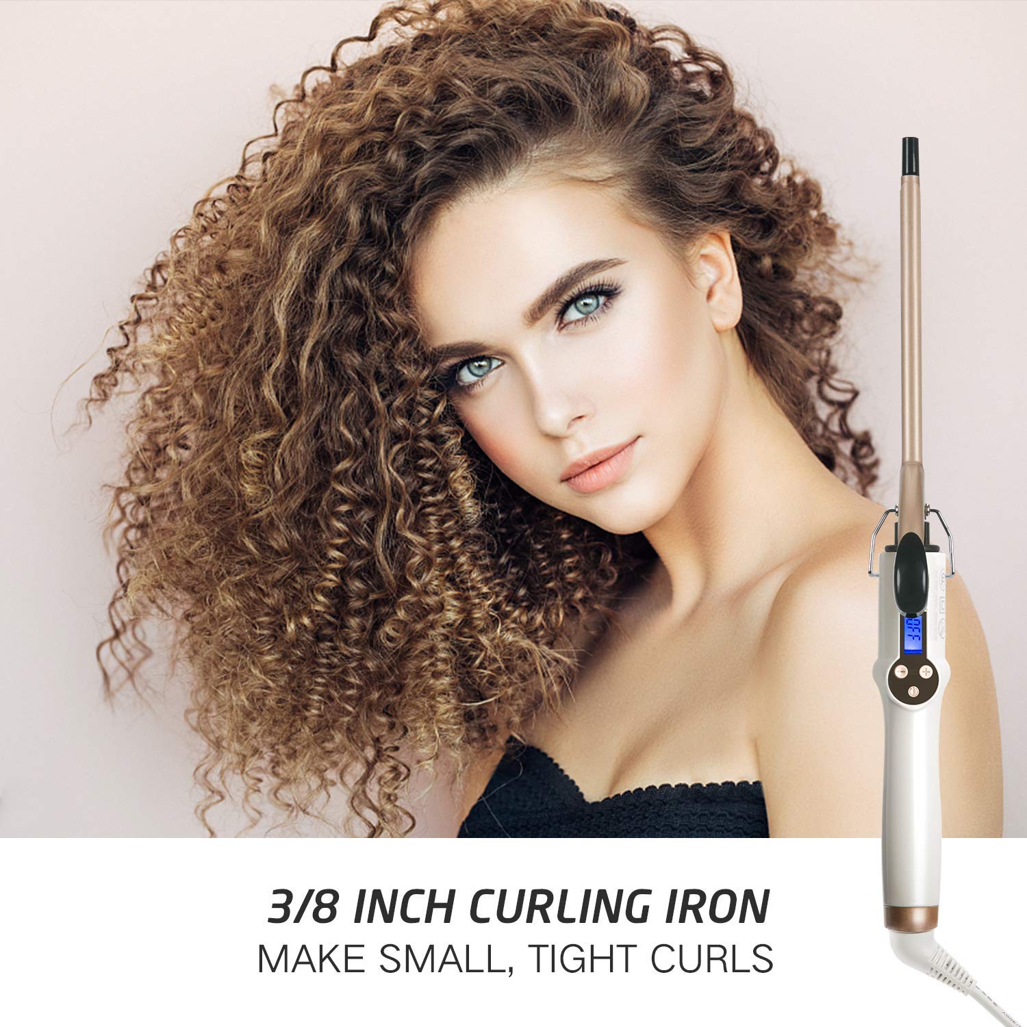 Hoson 9mm curling iron glove included for safer, comfortable styling.