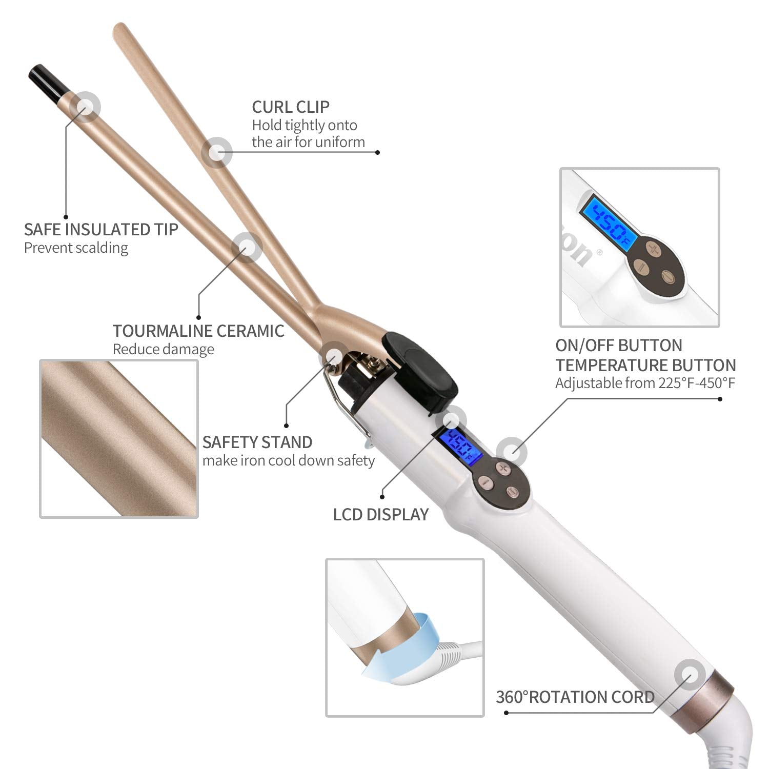 Hoson 78-inch swivel cord allows flexible styling from any angle.