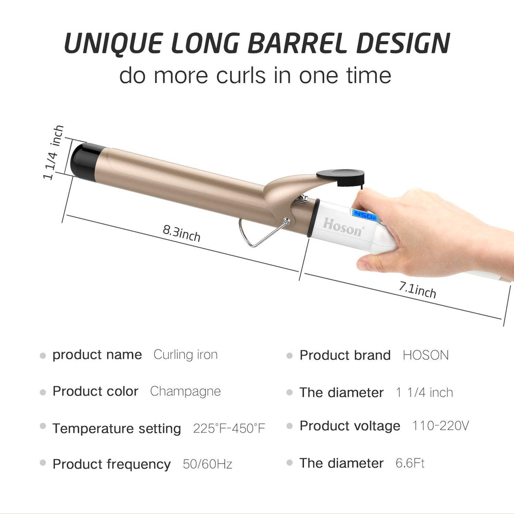 Hoson curling iron long-hair styling in action delivering smooth, lasting curls.