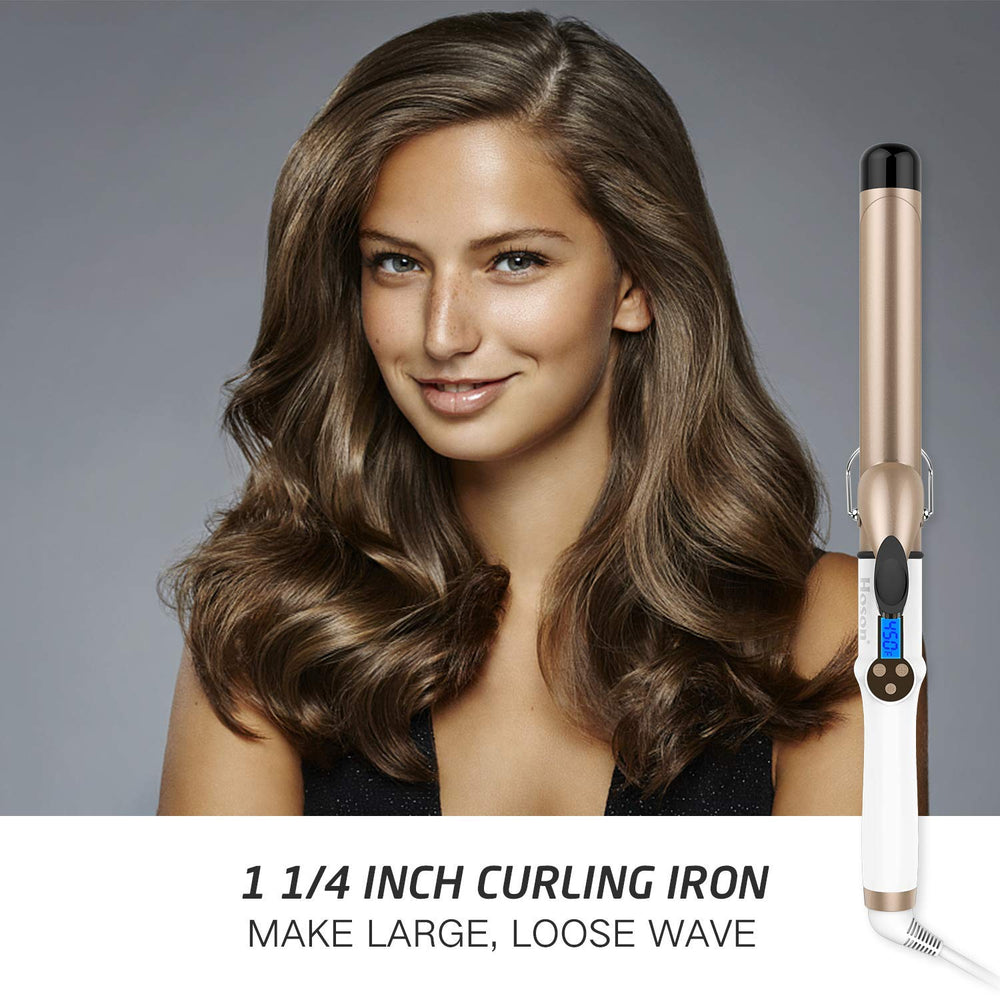 Hoson curling iron tourmaline ceramic coating close-up for frizz control and shine.