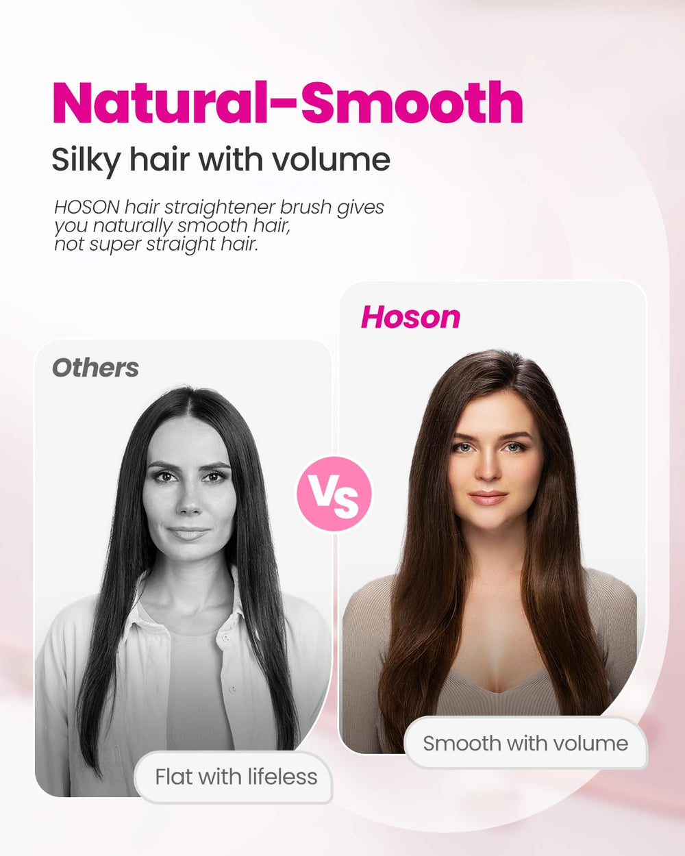 Hoson dual-voltage travel-use image highlights worldwide power for on-demand styling.
