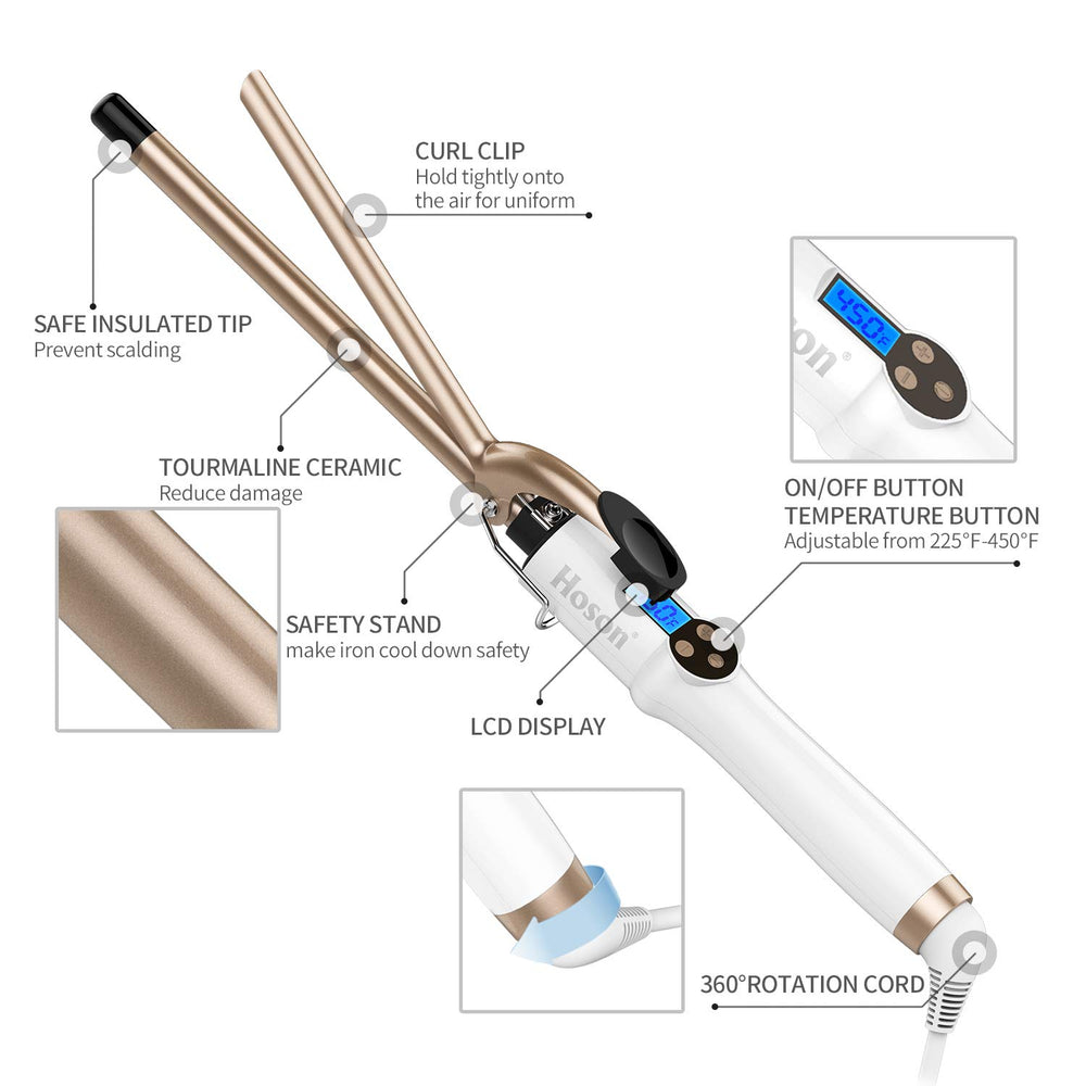 Hoson glove included with curling iron for added hand protection
