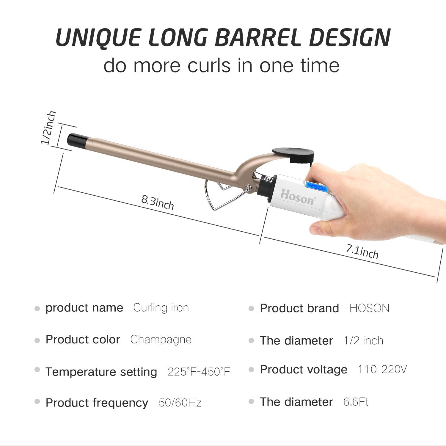Hoson long hair styling session using 8.3 inch barrel for versatile waves