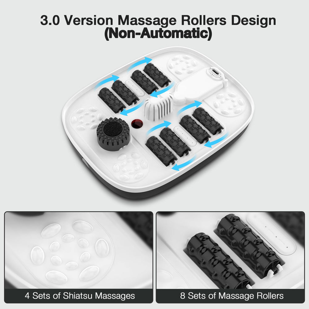 HOSPAN foot spa with 8 Shiatsu rollers for targeted foot massage.