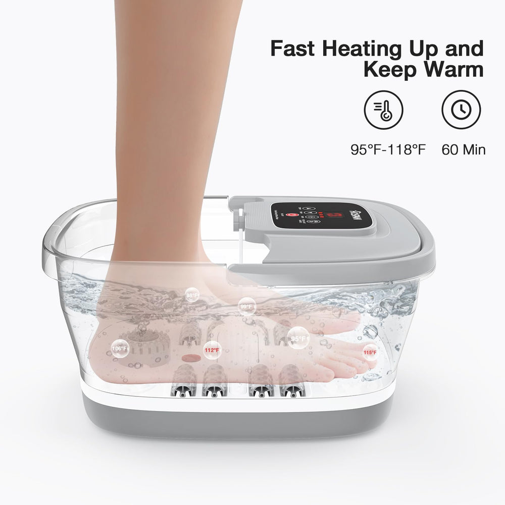HOSPAN foot spa with 8 shiatsu rollers targets tired arches and soles.