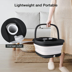 HOSPAN foot spa featuring a sturdy handle and drainage outlet for safe use.
