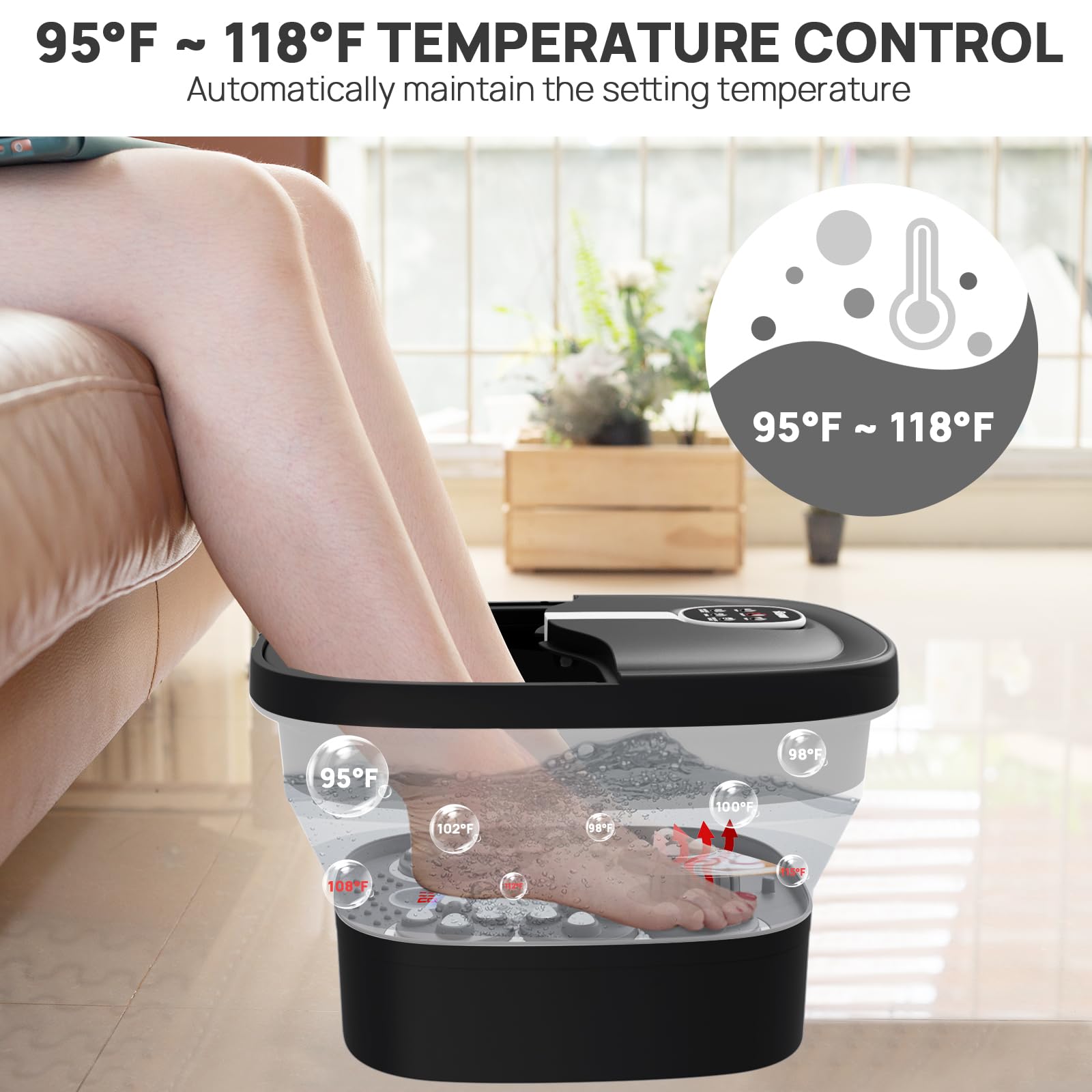 HOSPAN foot spa LED display and timer help plan sessions.
