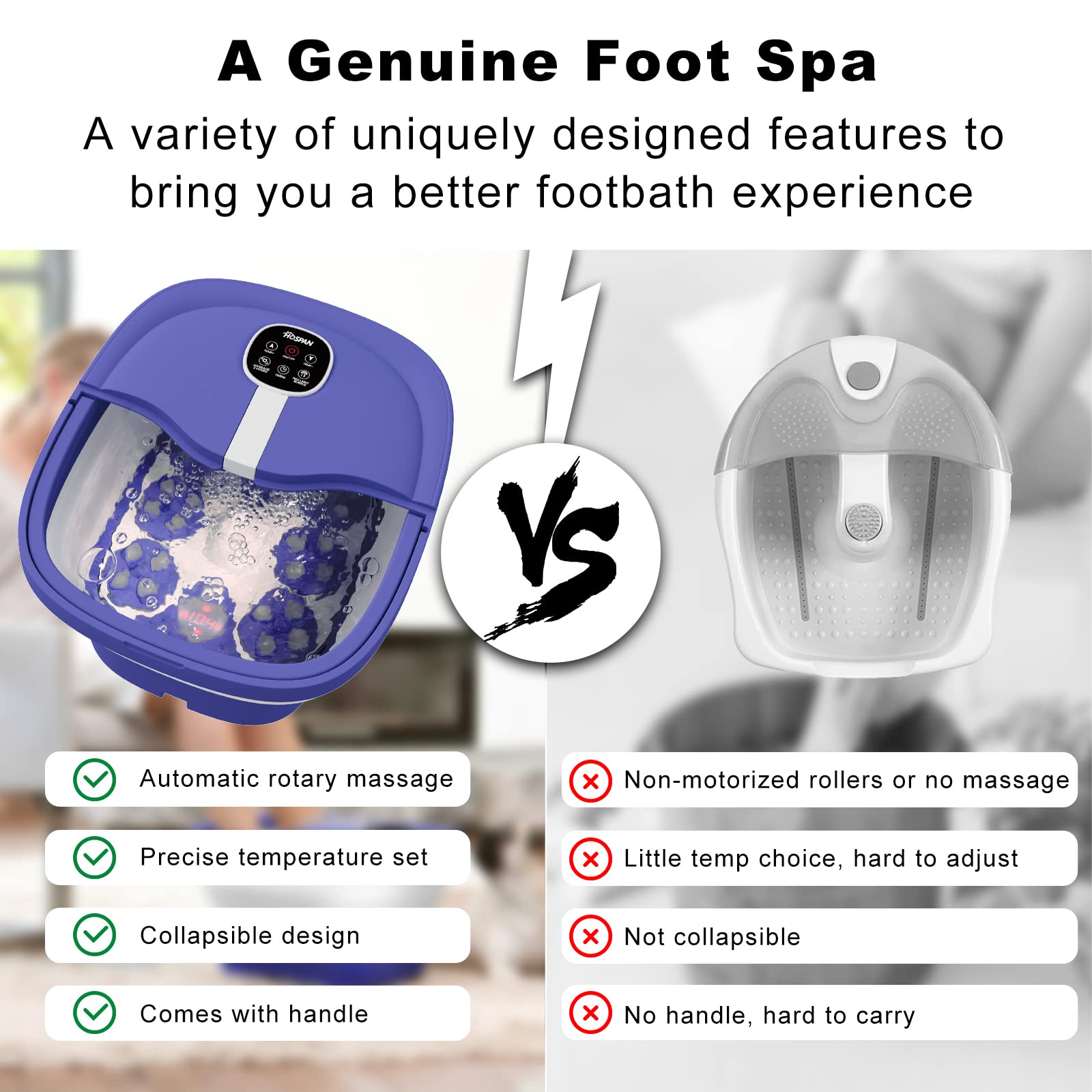 HOSPAN foot spa remote control lets you adjust heat and massage without bending.